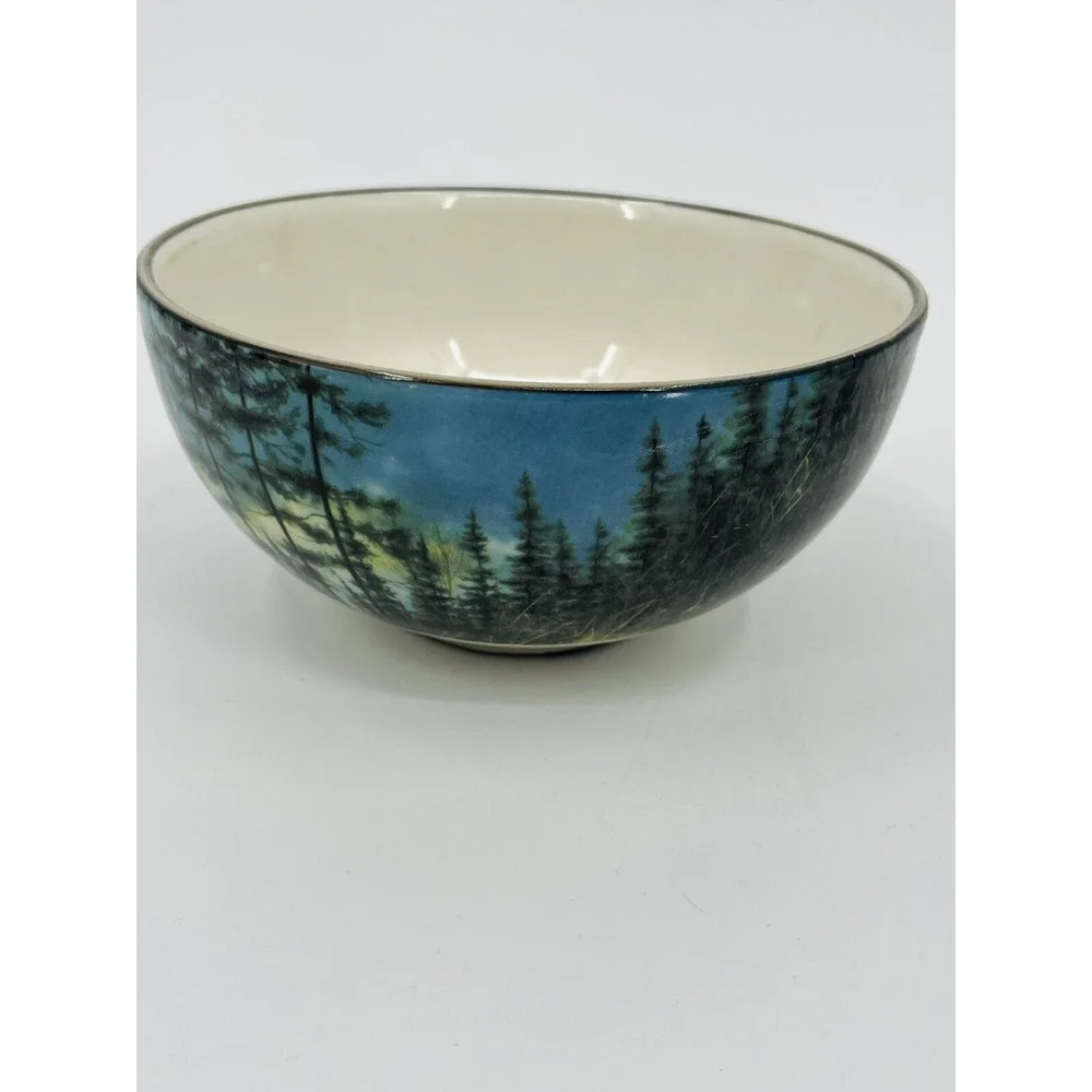 Pair of 2 Cabelas Bowls Stoneware by James Hautman Bothers Autumn Whitetails